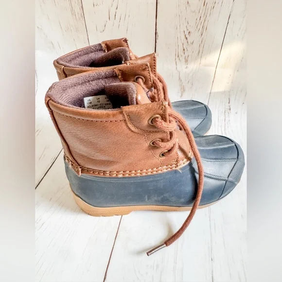 Sperry Boys Size 11M  Duck Boot Brown Leather with Blue waterproof bottom - Picture 6 of 7